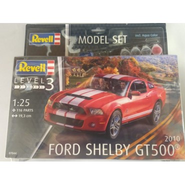 KIT PARA MONTAR REVELL MODEL SET FORD SHELBY GT500 2010 1/25 COMPLETO COM TINTAS COLA E PINCEL REV 67044